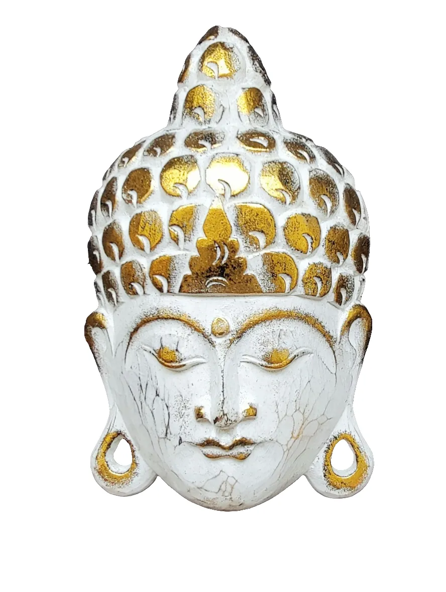 Home Decor. Wall Art.
Handcrafted and Painted Wooden Buddha Face Mask, Wall Hanging.