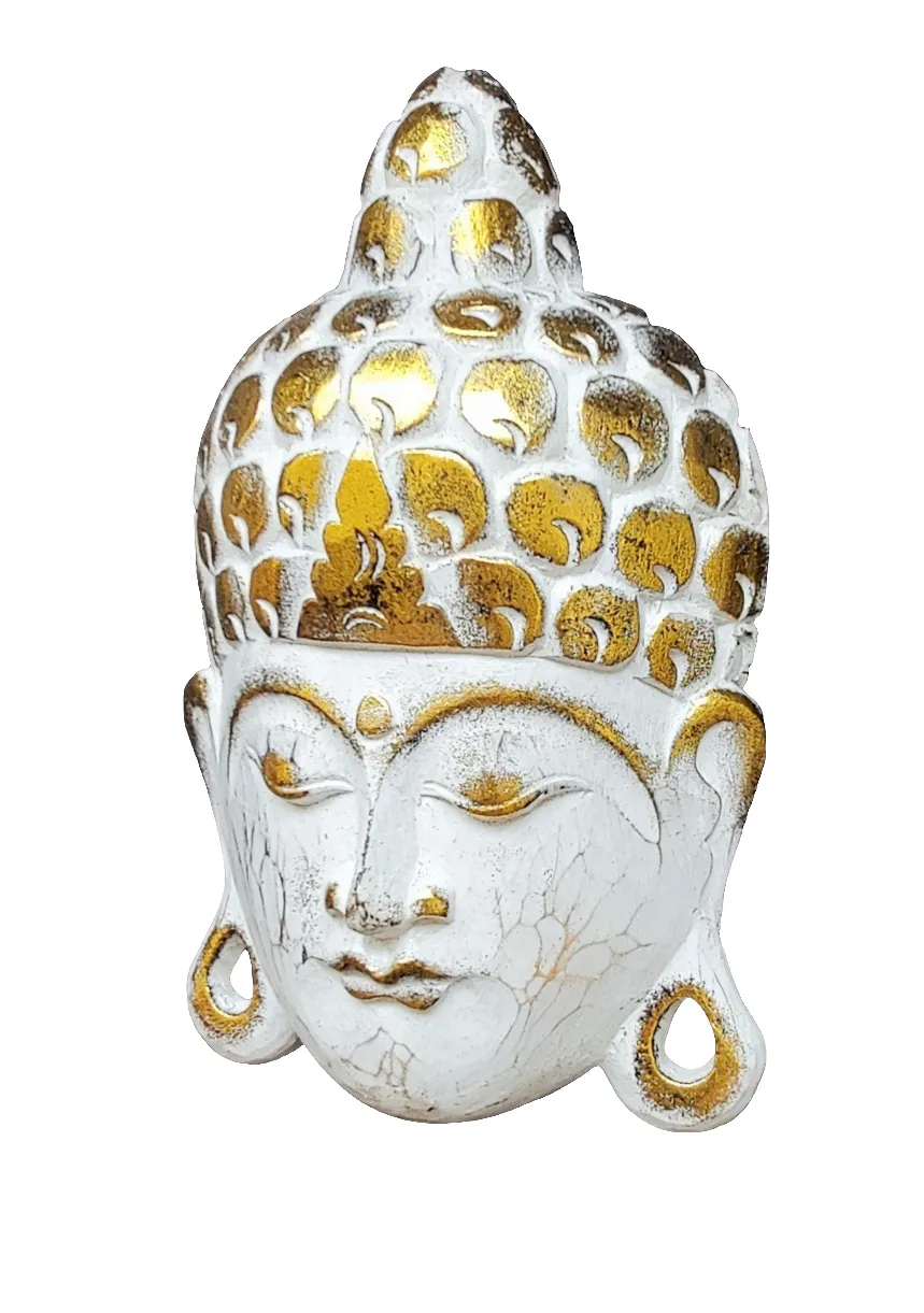 Home Decor. Wall Art.
Handcrafted and Painted Wooden Buddha Face Mask, Wall Hanging.