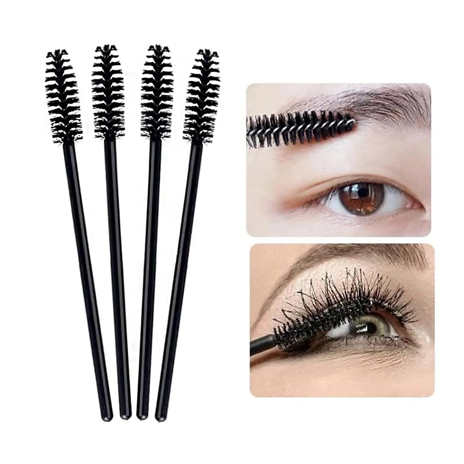 i-Laesh 100 Pcs Disposable Eyelash Brushes, Mascara Wands, Eye Lash Brush, Spoolies for Eyelash Extensions, Spoolie Eyebrow Eyeshadow Brow Makeup Supplies Kit Cleansing Glitter Applicator Tool