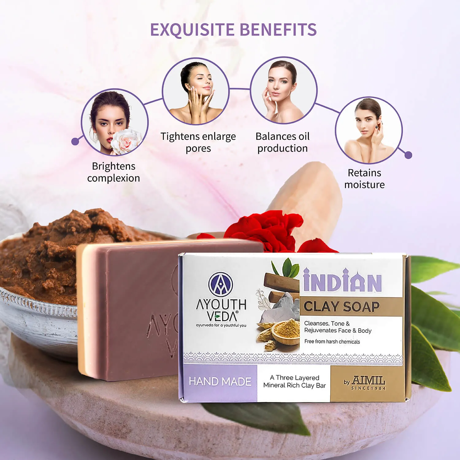 Indian Clay Handmade Soap With Multani Mitti (Net Qty-100g)
