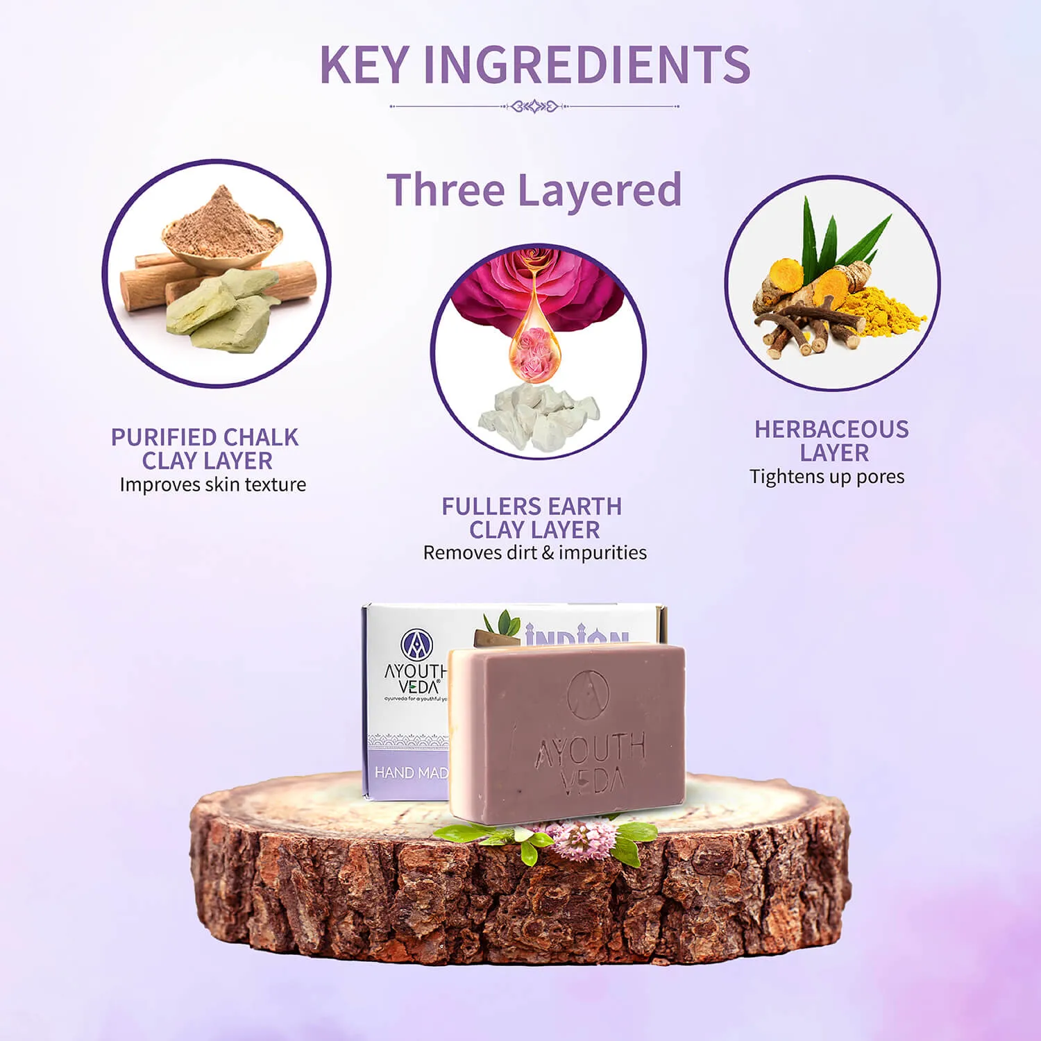 Indian Clay Handmade Soap With Multani Mitti (Net Qty-100g)
