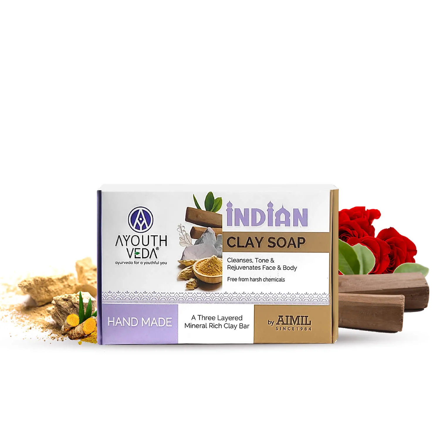 Indian Clay Handmade Soap With Multani Mitti (Net Qty-100g)