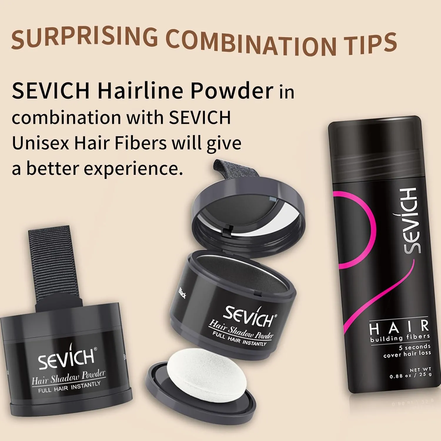 Instantly Hairline Shadow - SEVICH Hairline Powder, Quick Grey Root Concealer for Thinning Hair, Eyebrows & Beard, Windproof & Sweatproof, Light Brown