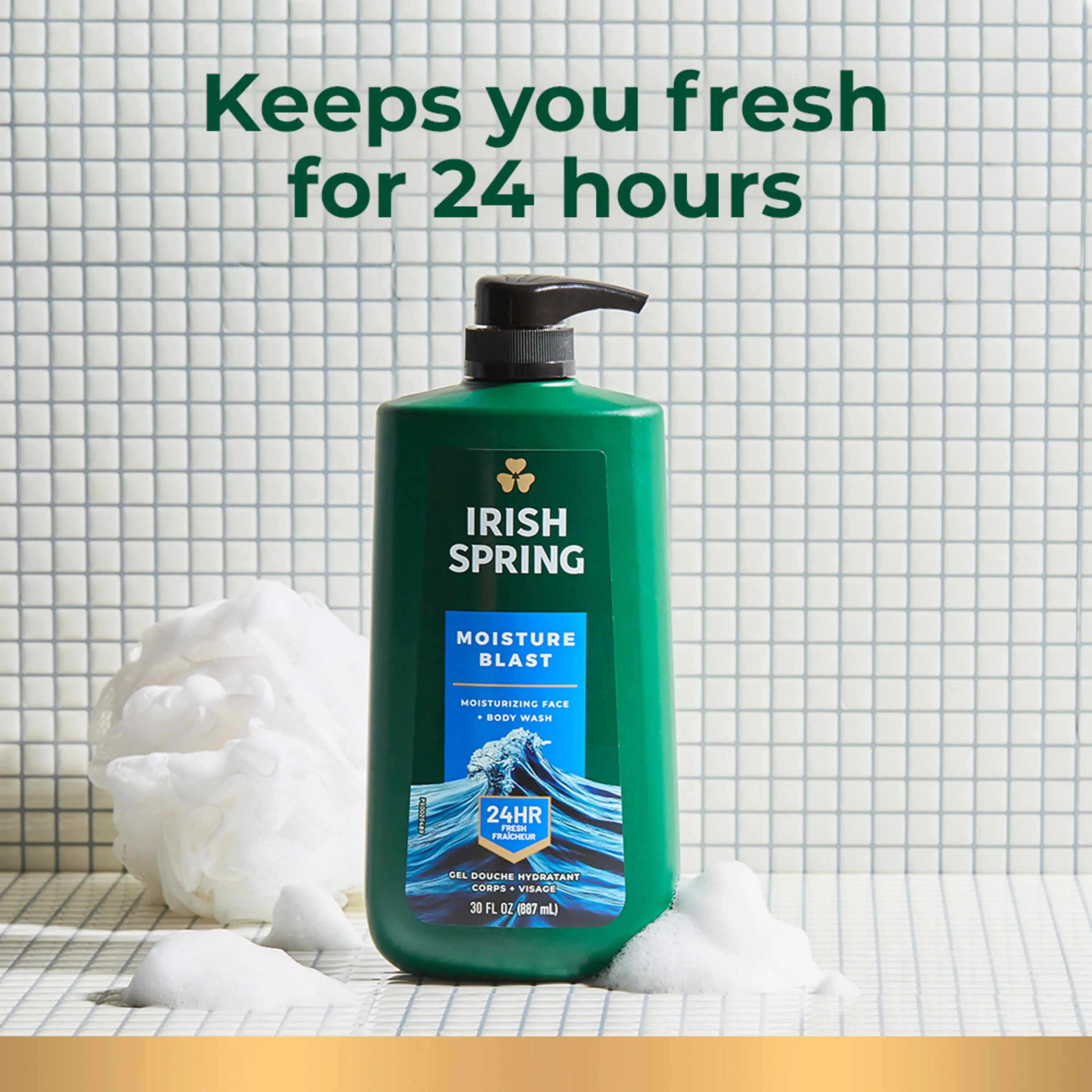 Irish Spring Body Wash for Men, Moisture Blast Body Wash Pump, 30 Oz