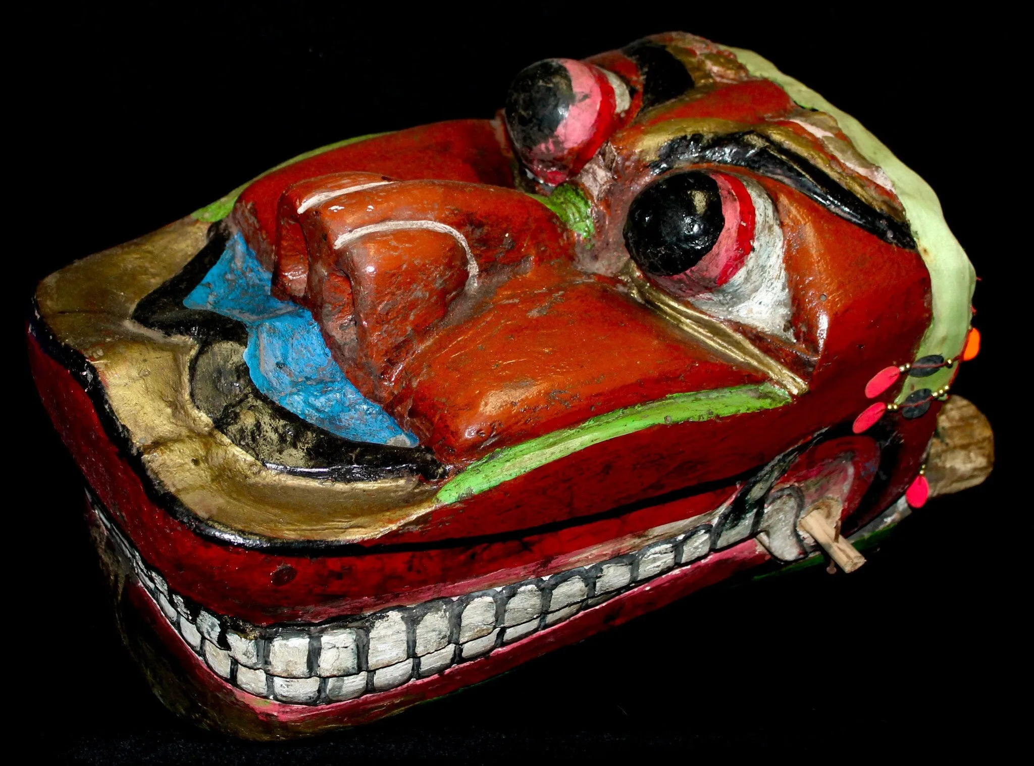 Javanese Barong Mask Lion Dance Polychrome Hand Carved Wood Indonesian Folk ART