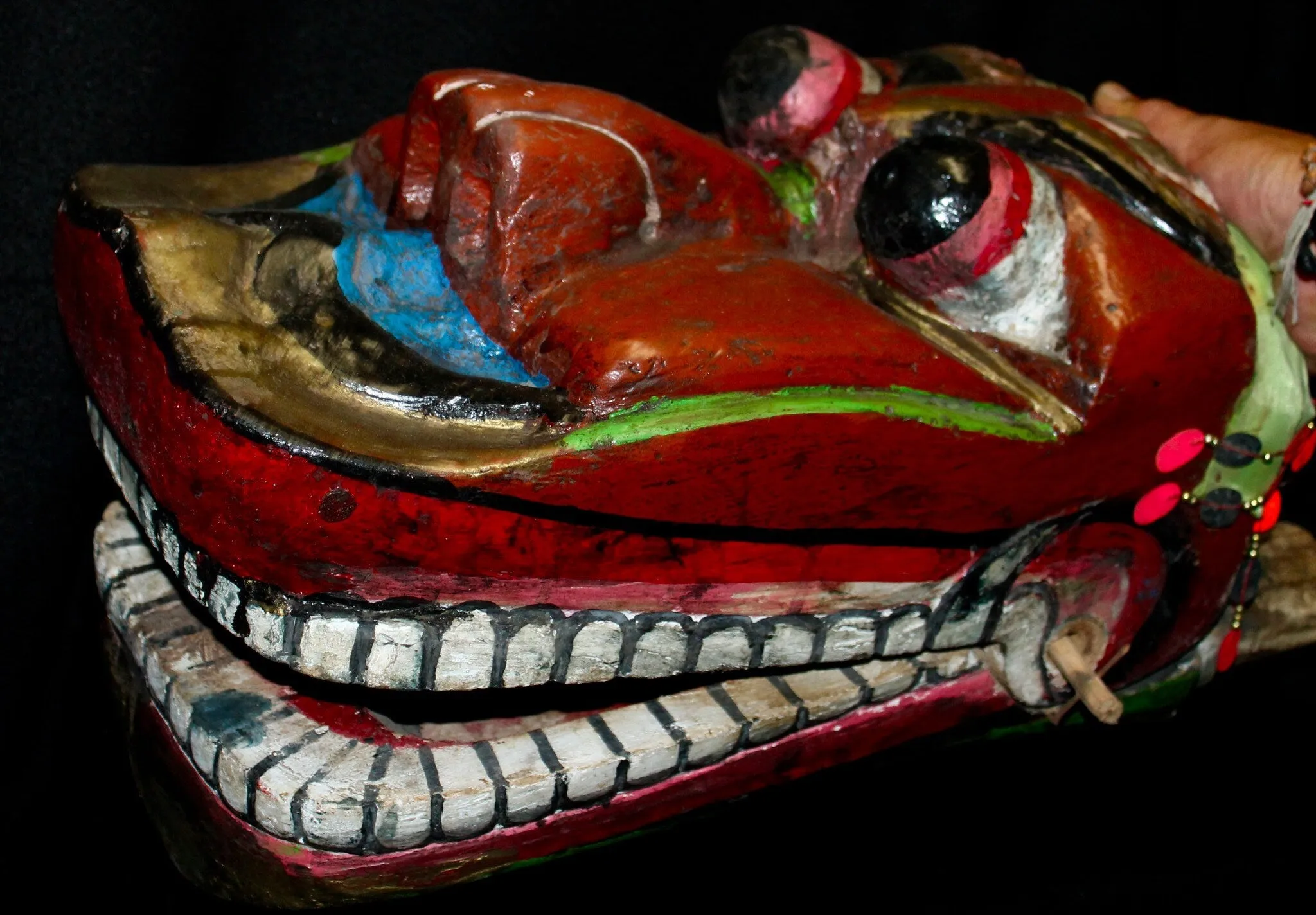 Javanese Barong Mask Lion Dance Polychrome Hand Carved Wood Indonesian Folk ART