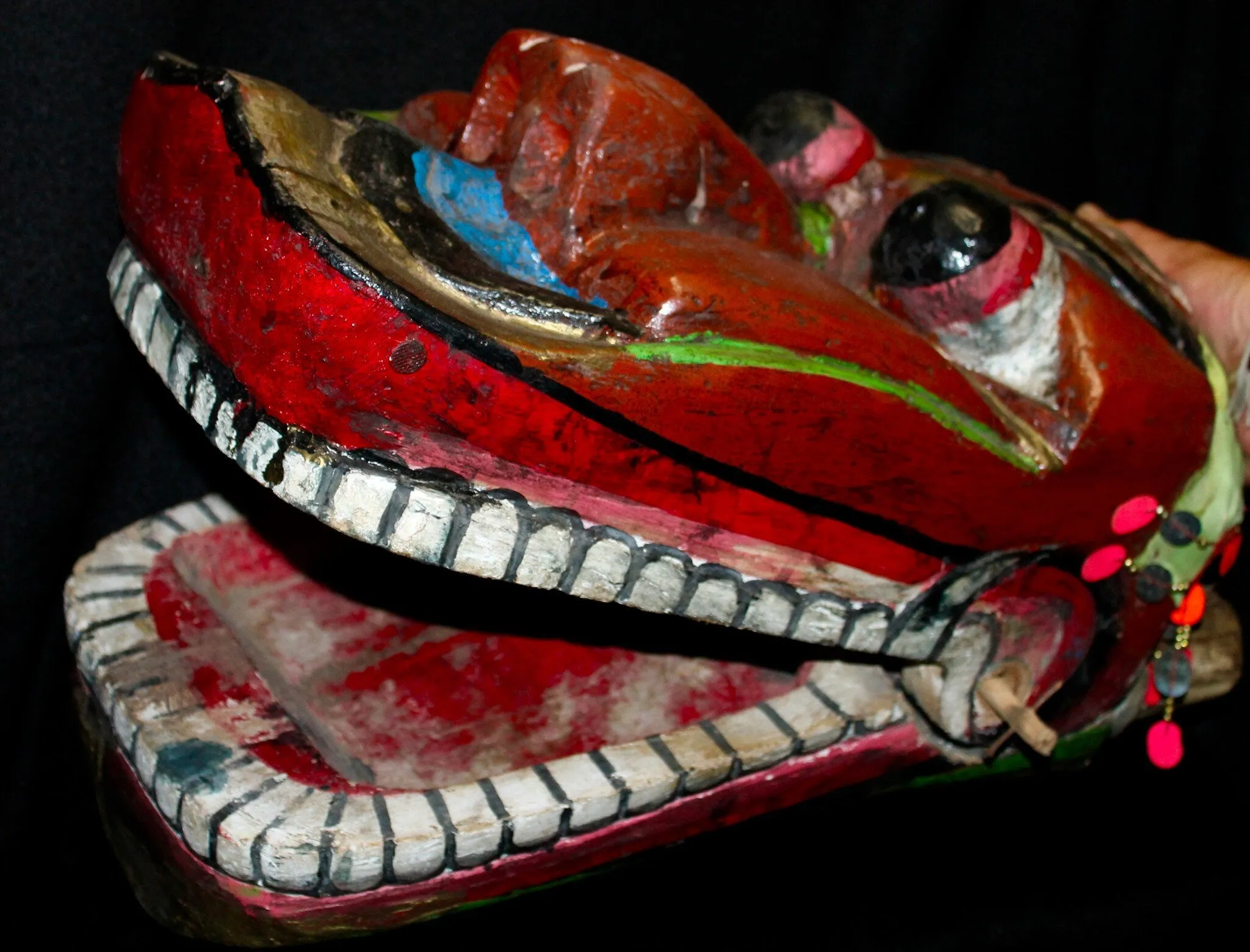 Javanese Barong Mask Lion Dance Polychrome Hand Carved Wood Indonesian Folk ART