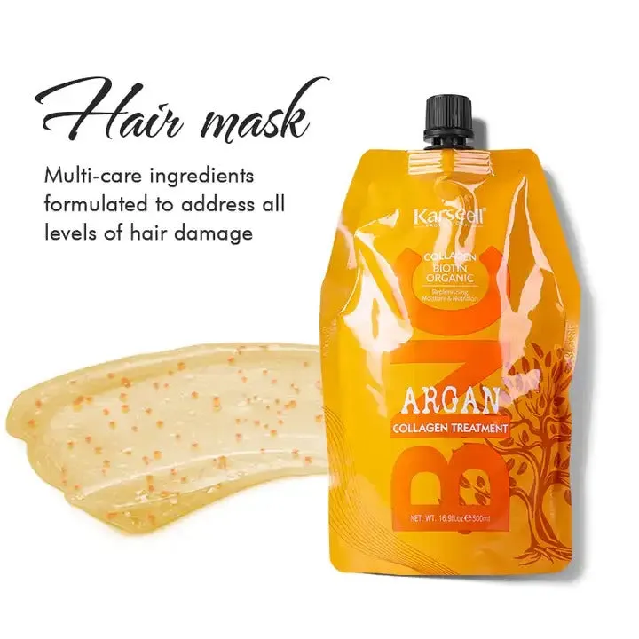 Karseell BNC Collagen Hair Treatment Mask - Deep Repair Conditioning Argan Oil Collagen Hair Mask Essence For Dry & Damaged Hair - 16.90 oz 500ml