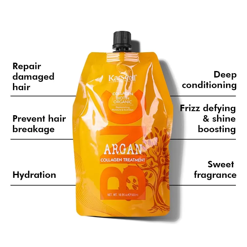 Karseell BNC Collagen Hair Treatment Mask - Deep Repair Conditioning Argan Oil Collagen Hair Mask Essence For Dry & Damaged Hair - 16.90 oz 500ml