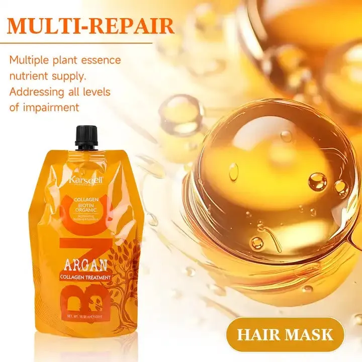 Karseell BNC Collagen Hair Treatment Mask - Deep Repair Conditioning Argan Oil Collagen Hair Mask Essence For Dry & Damaged Hair - 16.90 oz 500ml