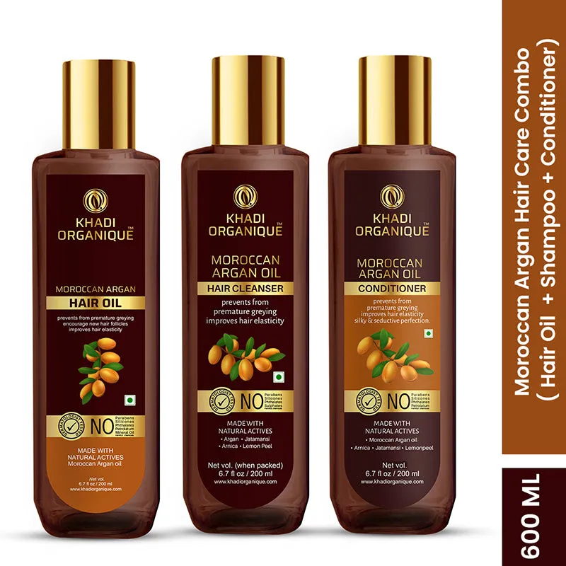 KHADI ORGANIQUE  MOROCCAN ARGAN HAIR OIL, CONDITIONER & CLEANSER