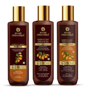KHADI ORGANIQUE  MOROCCAN ARGAN HAIR OIL, CONDITIONER & CLEANSER