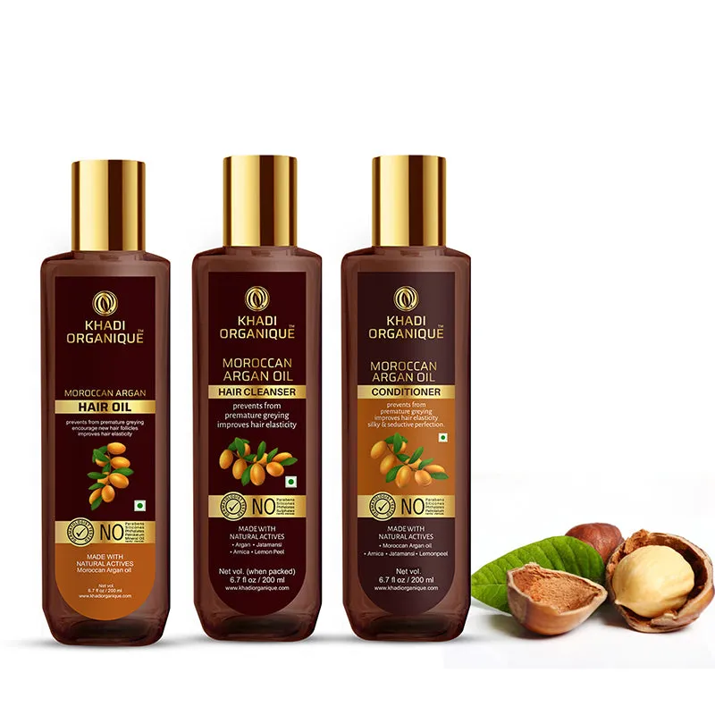 KHADI ORGANIQUE  MOROCCAN ARGAN HAIR OIL, CONDITIONER & CLEANSER