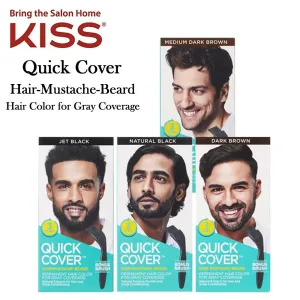 Kiss Quick Cover "Hair-Mustache-Beard" Permanent Hair Color for Gray Coverage