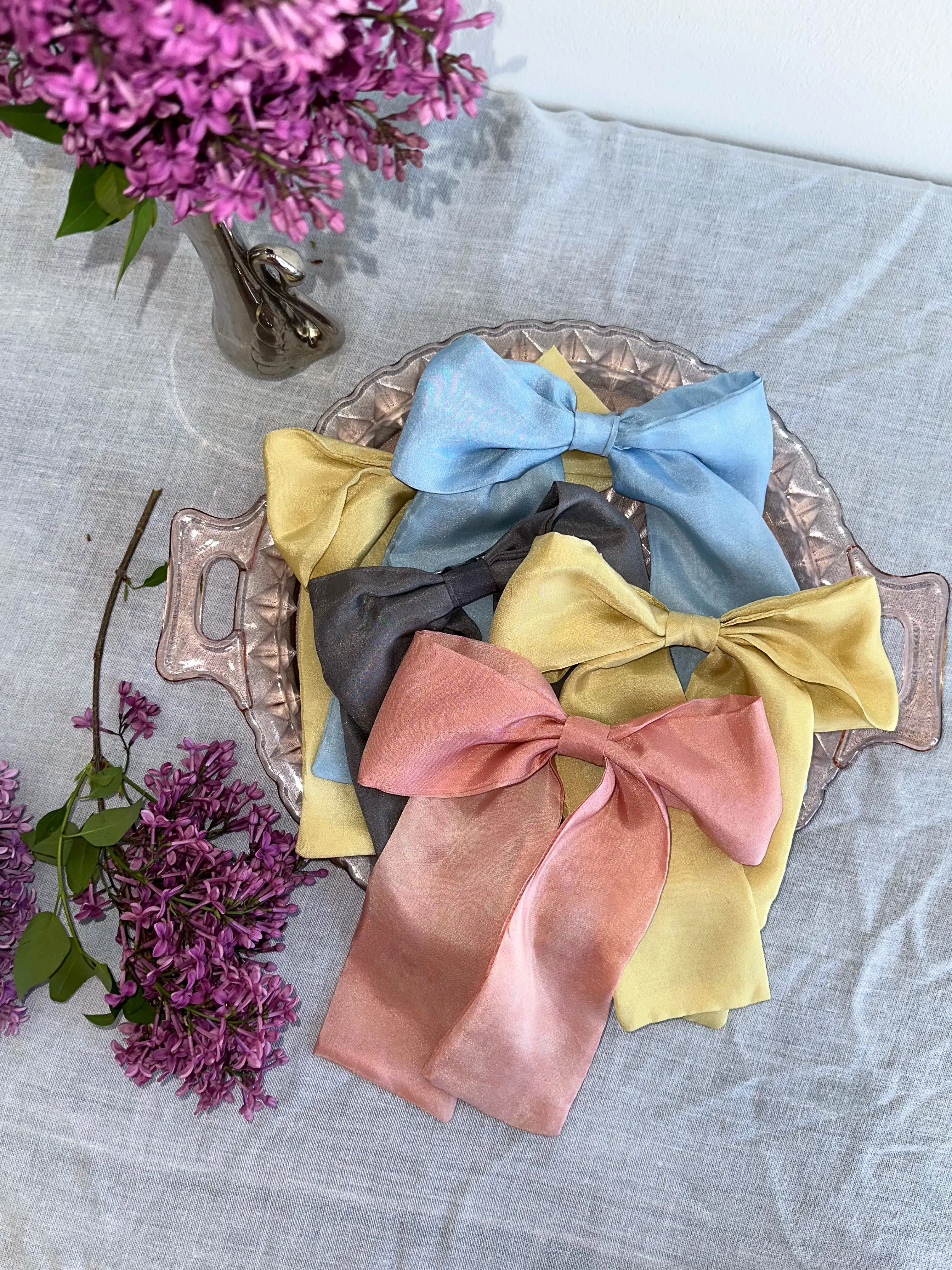Large Pink Silk Plant Dyed Hair Bow