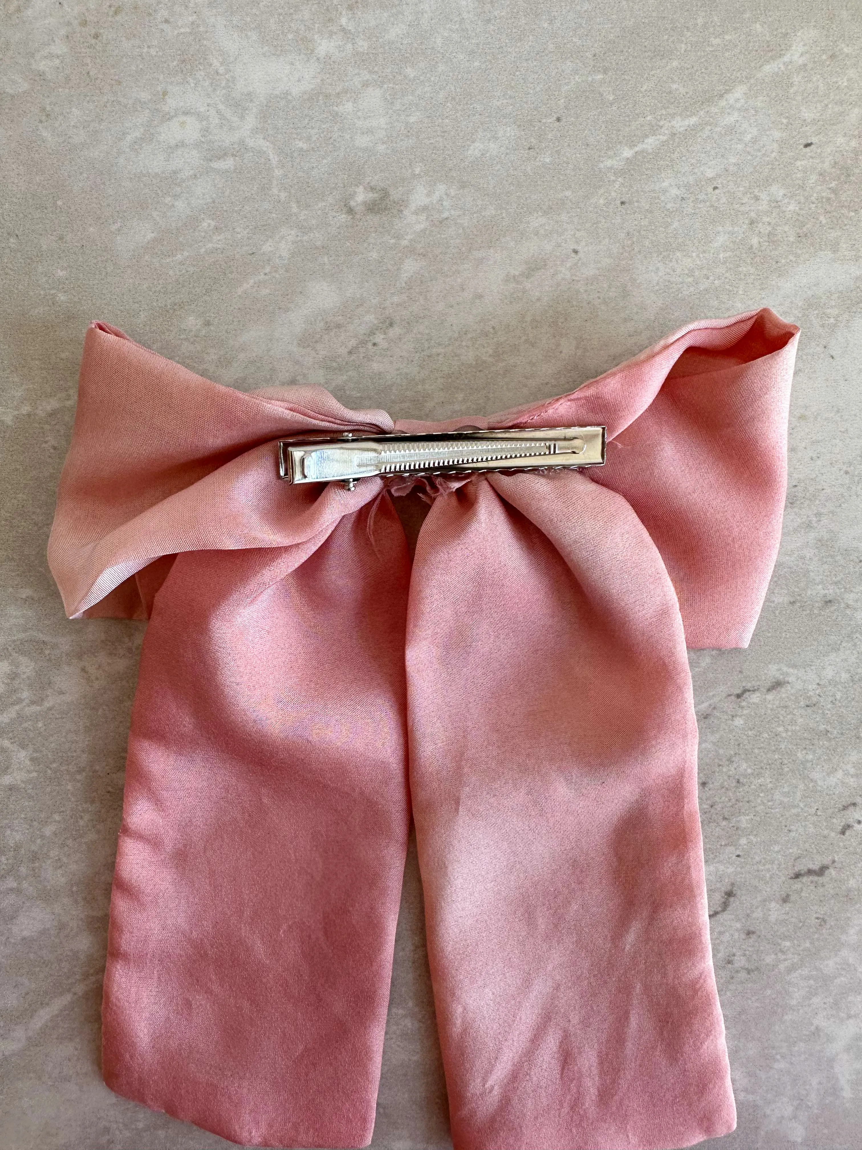 Large Pink Silk Plant Dyed Hair Bow