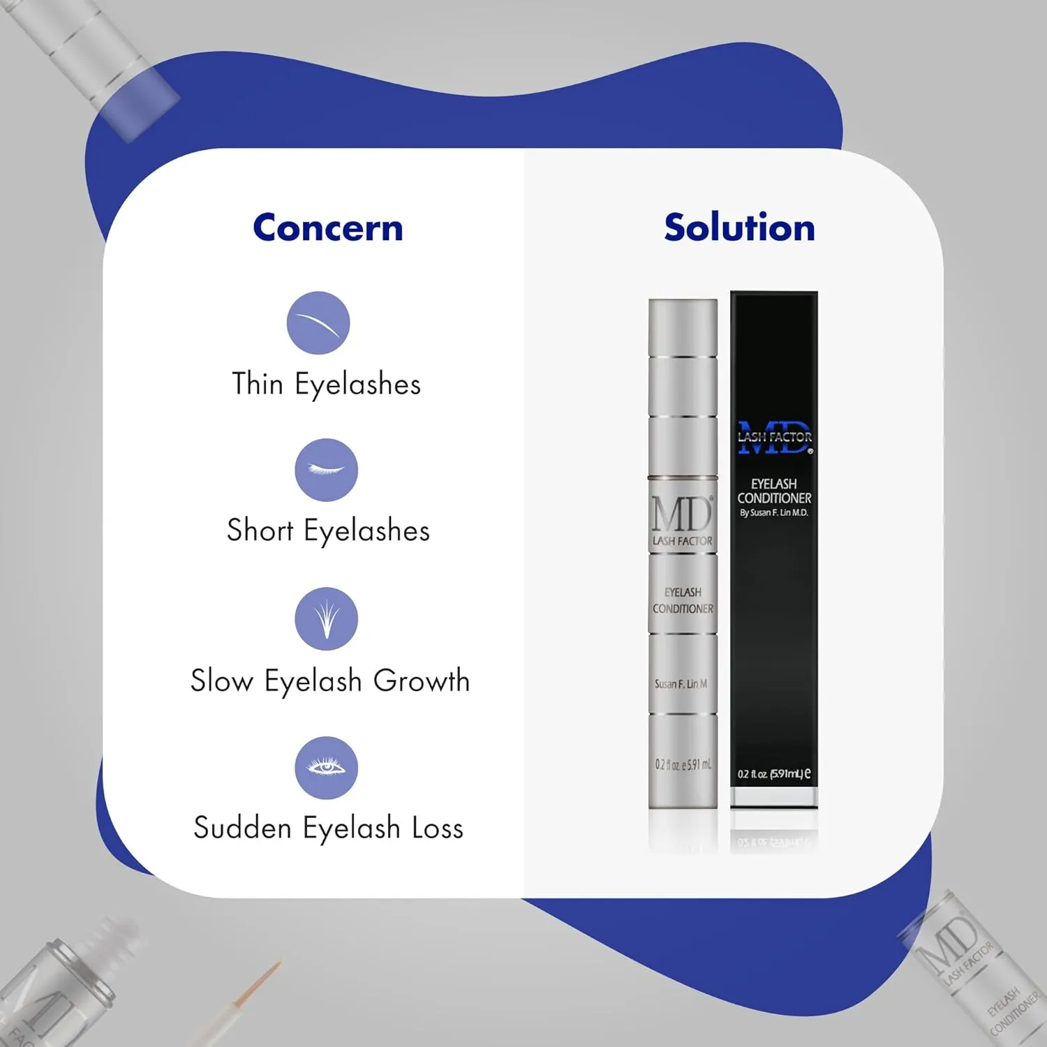 Lash Factor Eyelash Growth Serum| Enhances Your Natural Lashes For A Fuller, Longer & Denser Look | Eyelashs Enhancer for Women | 0.2 Fl Oz - 6 Month Supply