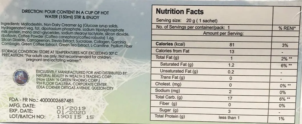 Lean N' Green Slimming Coffee