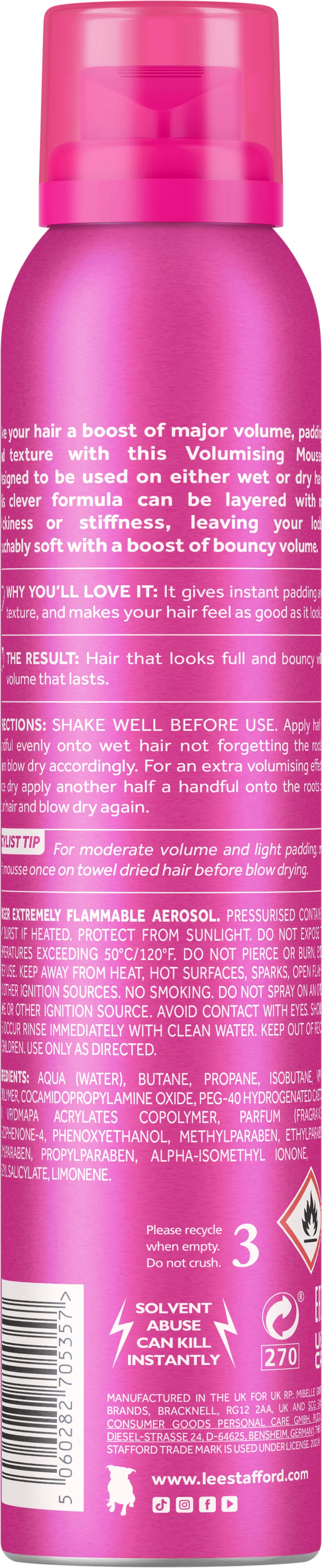 Lee Stafford Volumising Double Blow Mousse 200ml
