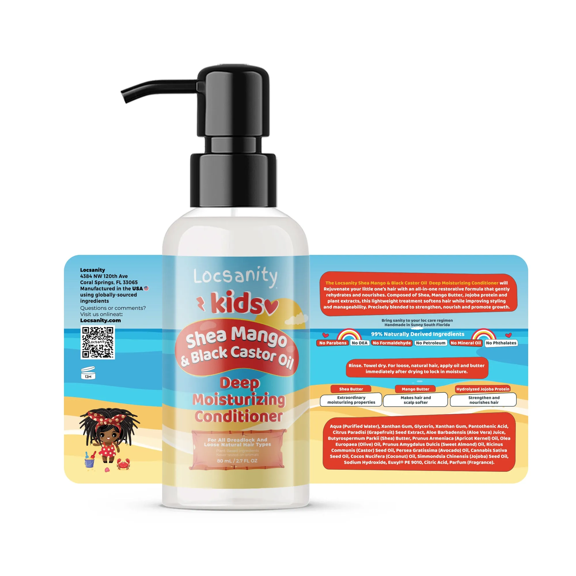 Locsanity Kids Locs Sample Travel Kit, 2-in-1 Shampoo and Conditioner, Conditioner, Hair Oil, Scalp Soothing Spray, Liquid Edge Gel