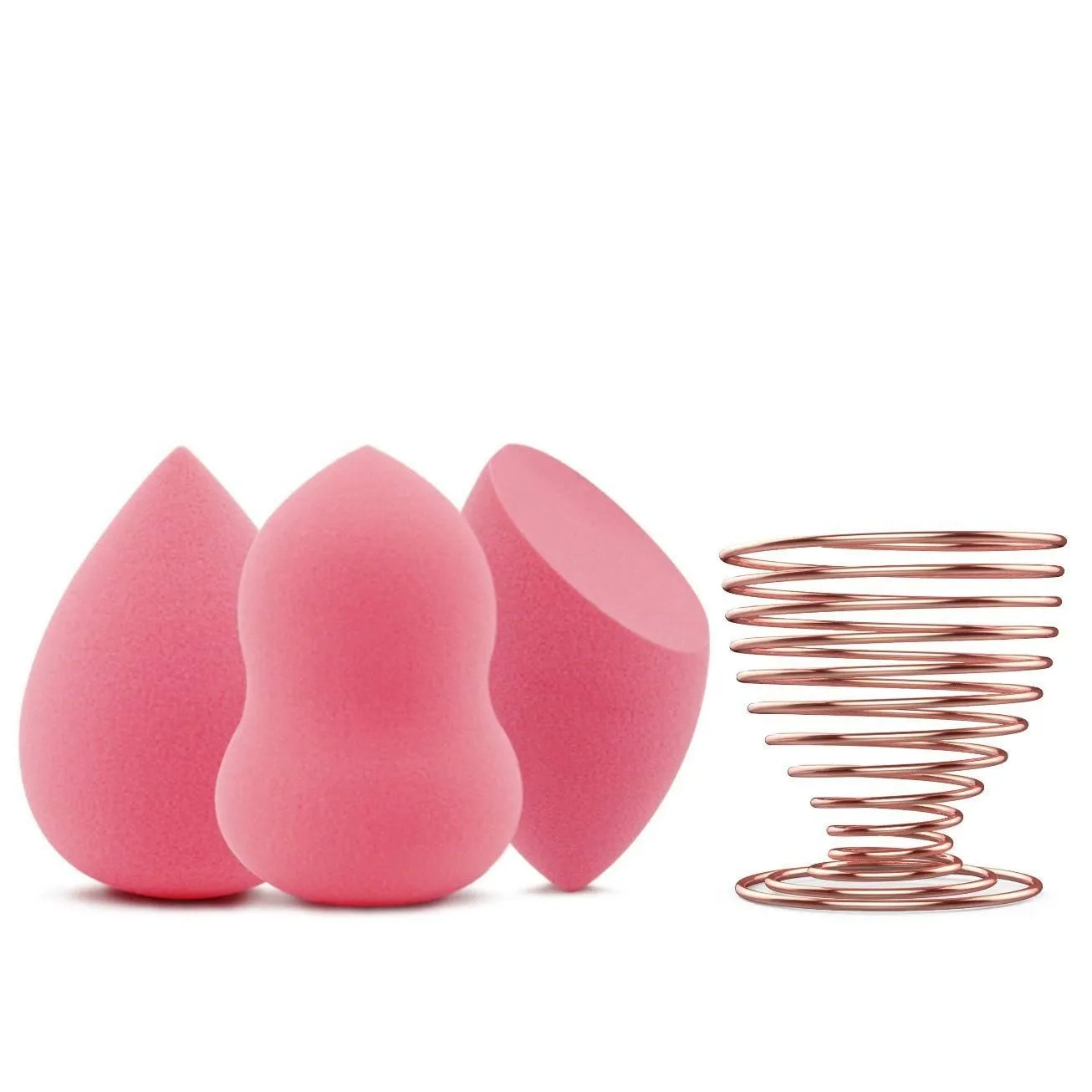 Makeup Blender Sponge 3 Pcs Set - Beauty Sponge Foundation Blending Sponge with Egg Sponge Blending Holder Stand, Flawless for Liquid & Creams & Powers