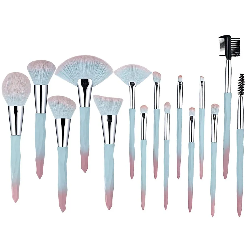 Makeup Brushes Set Professional 15pcs Kit Large Loose Powder High Gloss Eyeshadow Foundation(black-JoJo's Bizarre Adventure1)