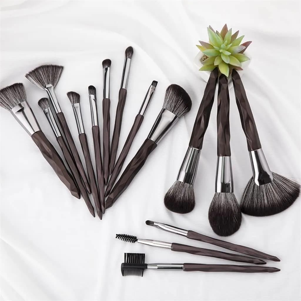 Makeup Brushes Set Professional 15pcs Kit Large Loose Powder High Gloss Eyeshadow Foundation(black-JoJo's Bizarre Adventure1)