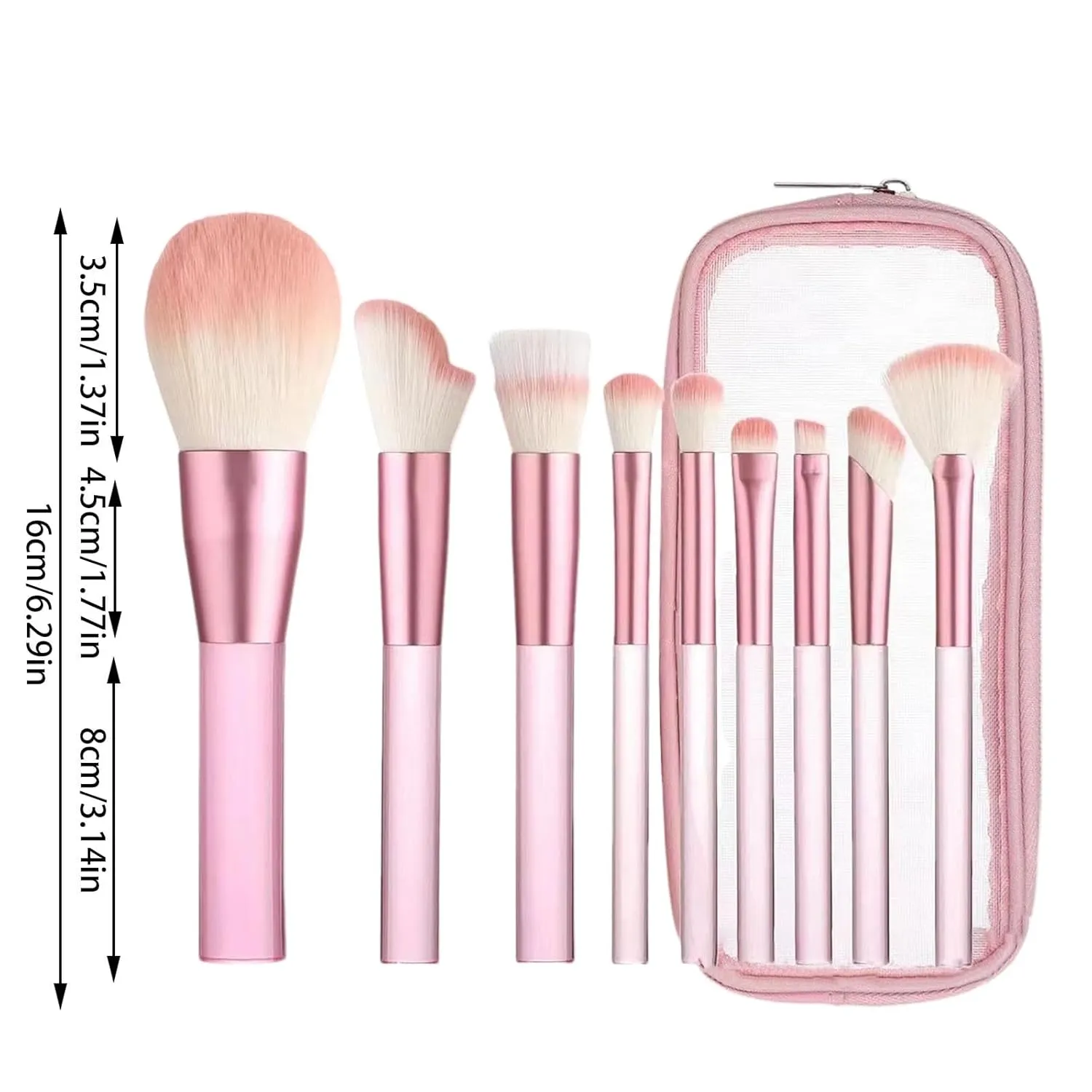 Makeup Brushes with Organizer Bag, 9 Pcs Premium Synthetic Flat Foundation Brush,Eyeliner Contour Eyeshadow Blending Powder Concealer Brushes for Makeup,Gifts for Women