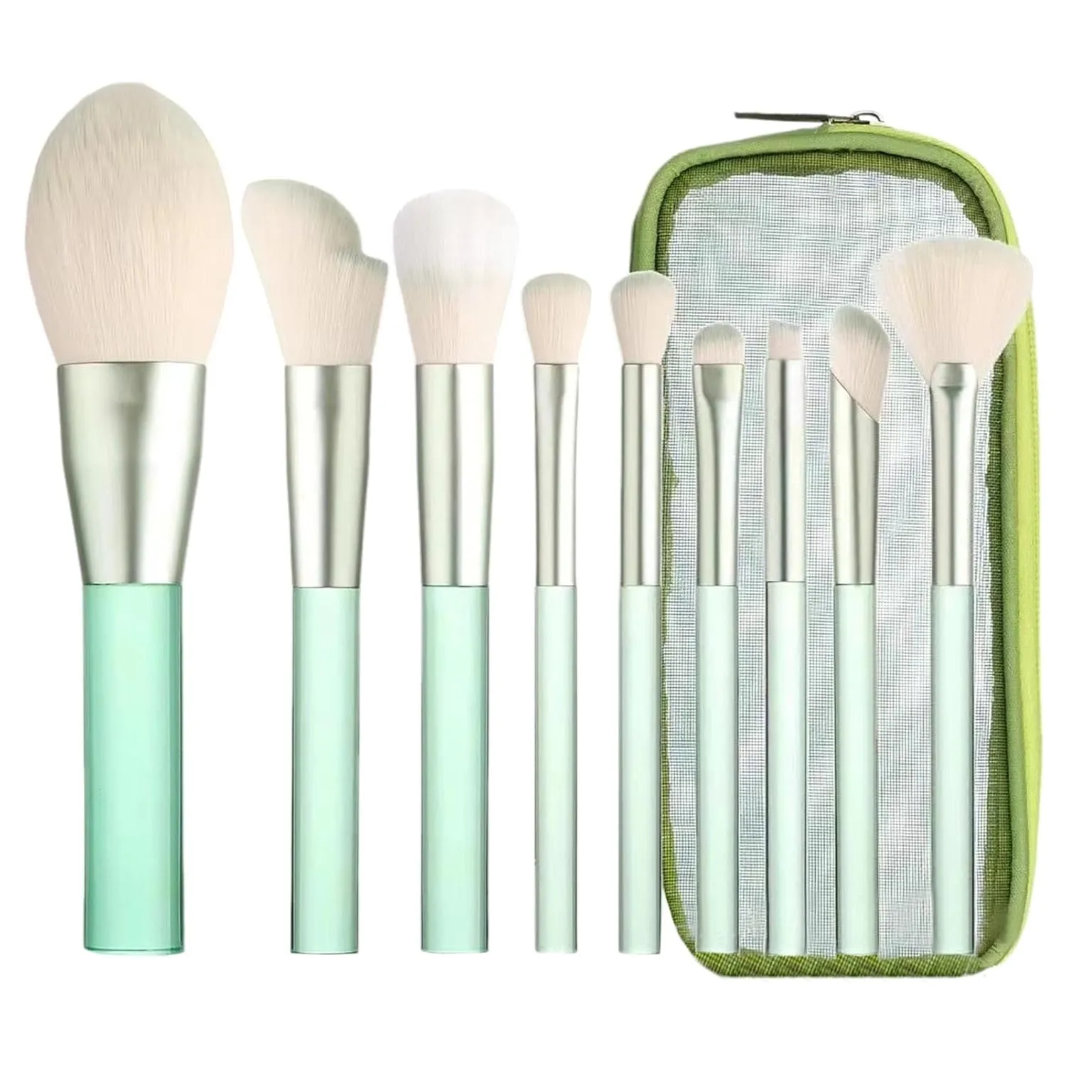 Makeup Brushes with Organizer Bag, 9 Pcs Premium Synthetic Flat Foundation Brush,Eyeliner Contour Eyeshadow Blending Powder Concealer Brushes for Makeup,Gifts for Women