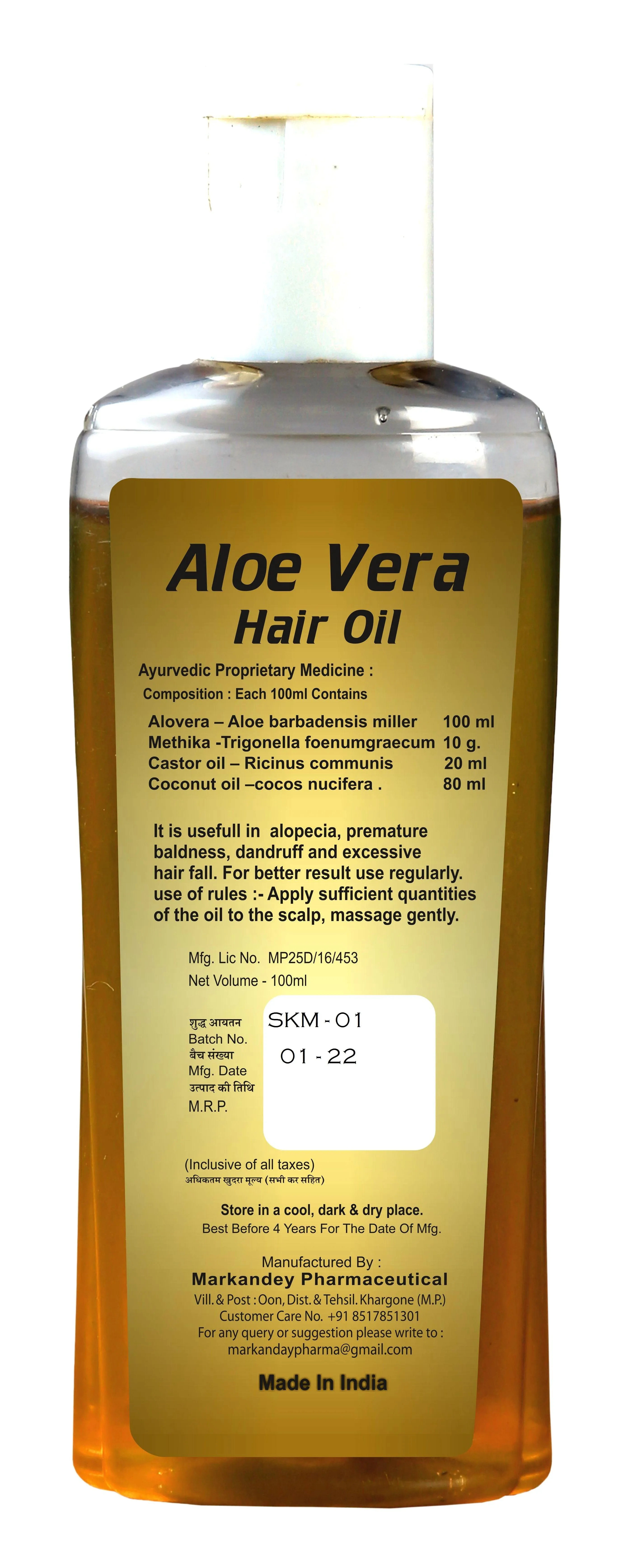 Markandey Siddh Kesh Aloe Vera Hair Oil,100% chemical free Organic Oil, Made with pure oil and herbs,Decrease hair dryness and rough ness,Helps in follicle reactivation.