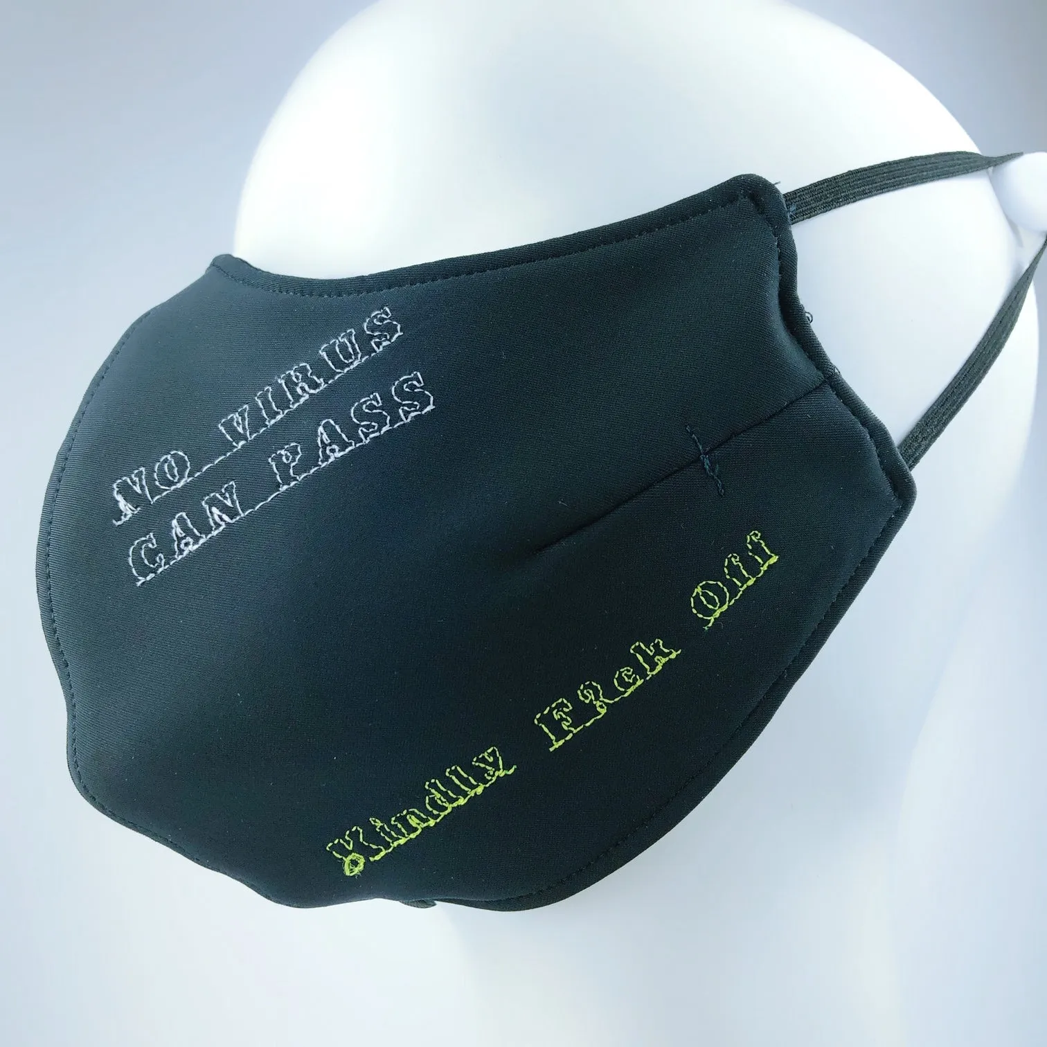 Mask 4 Protect White Eyed Heart Black Face Mask