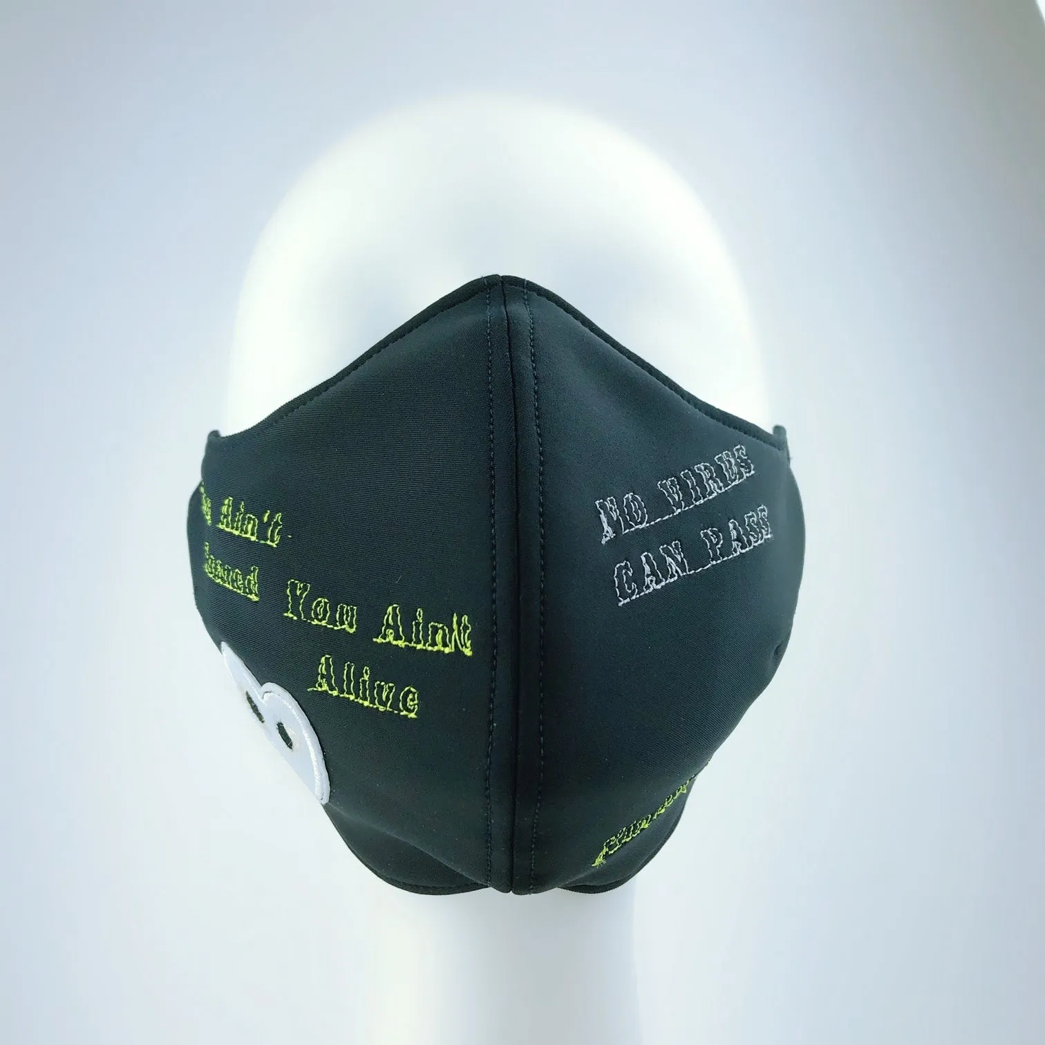 Mask 4 Protect White Eyed Heart Black Face Mask