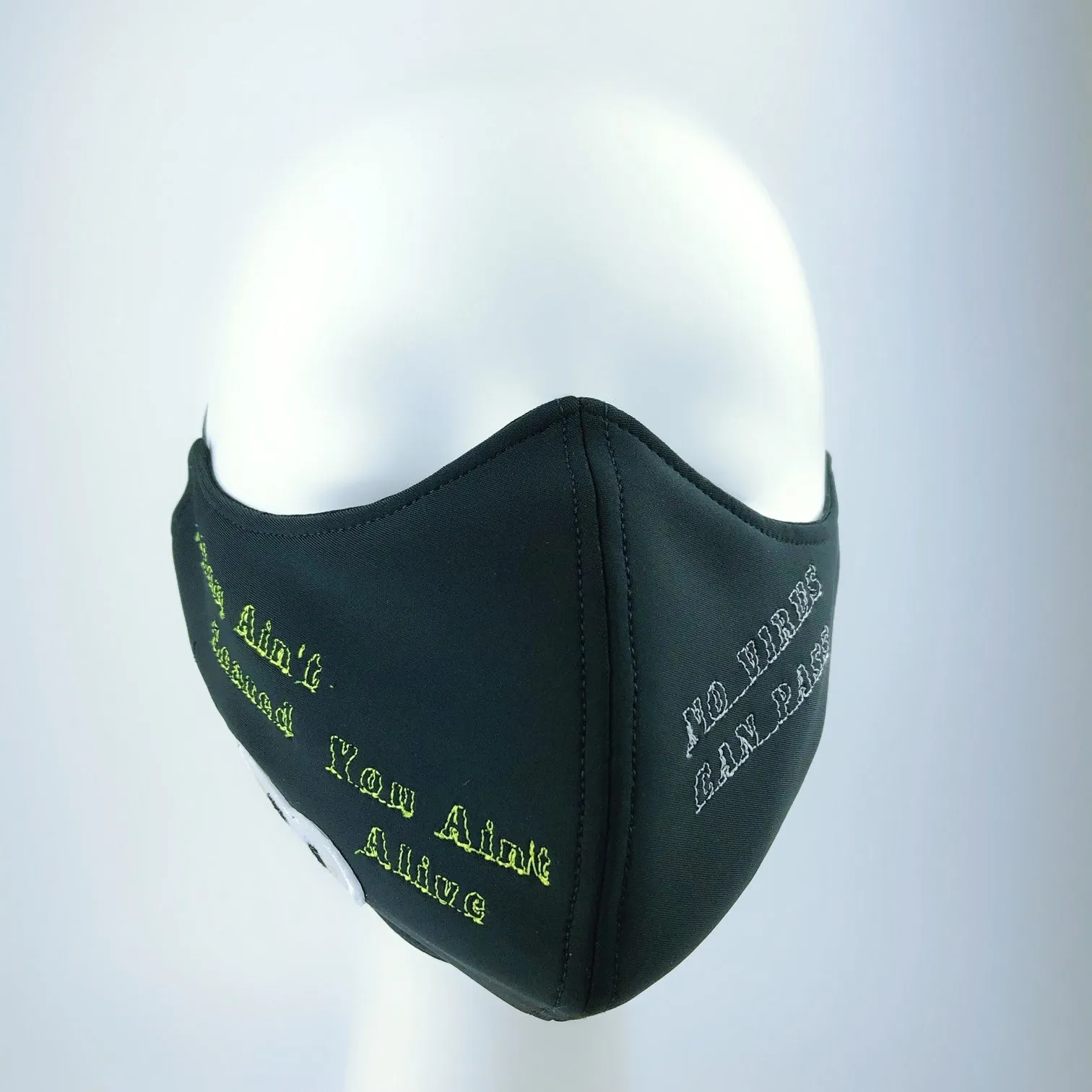 Mask 4 Protect White Eyed Heart Black Face Mask