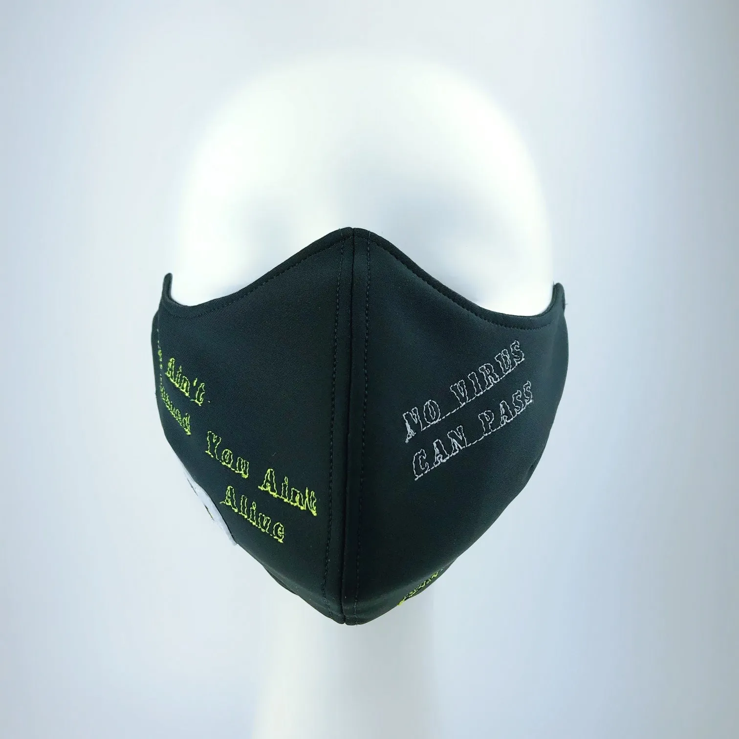 Mask 4 Protect White Eyed Heart Black Face Mask