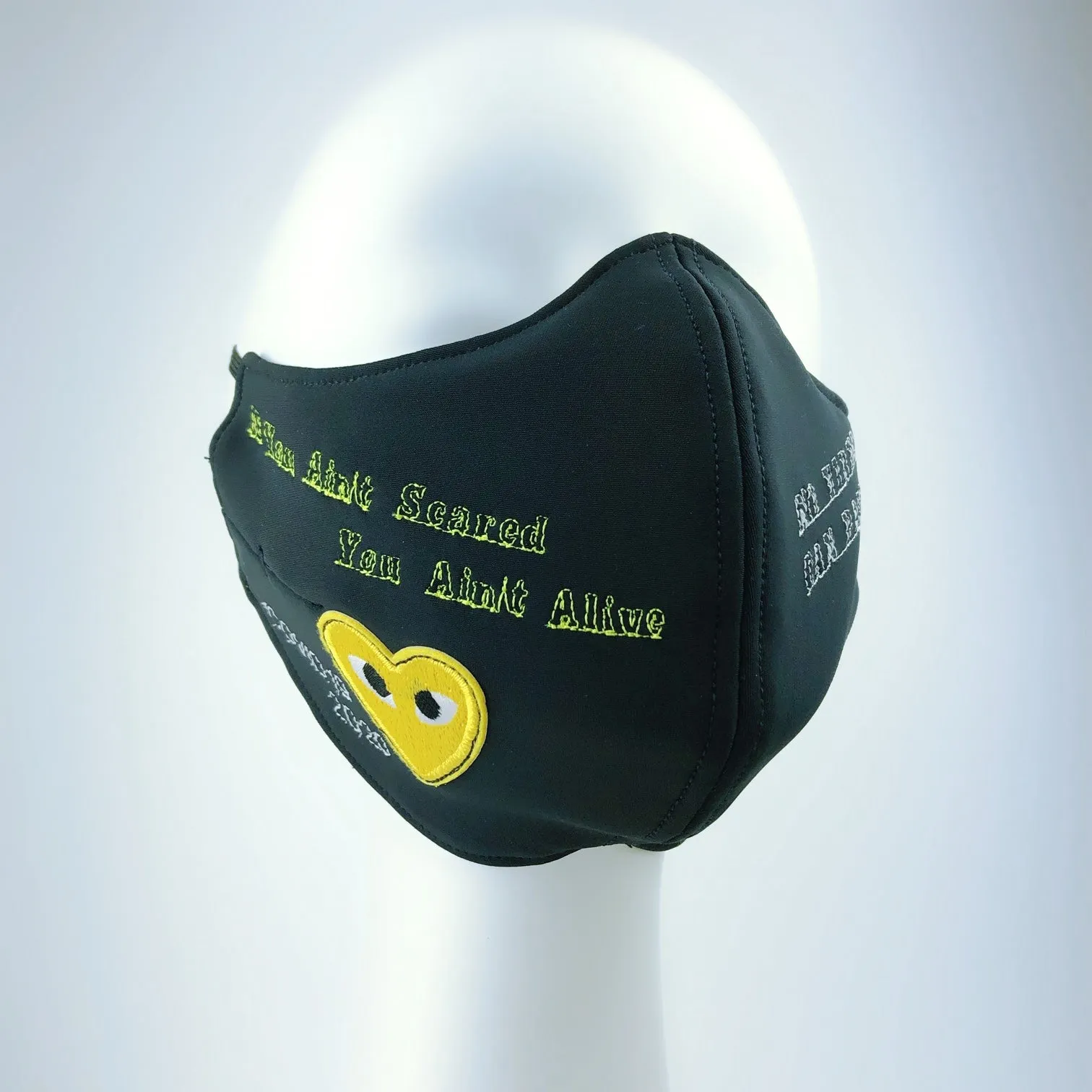 Mask 4 Protect Yellow Eyed Heart Black Face Mask