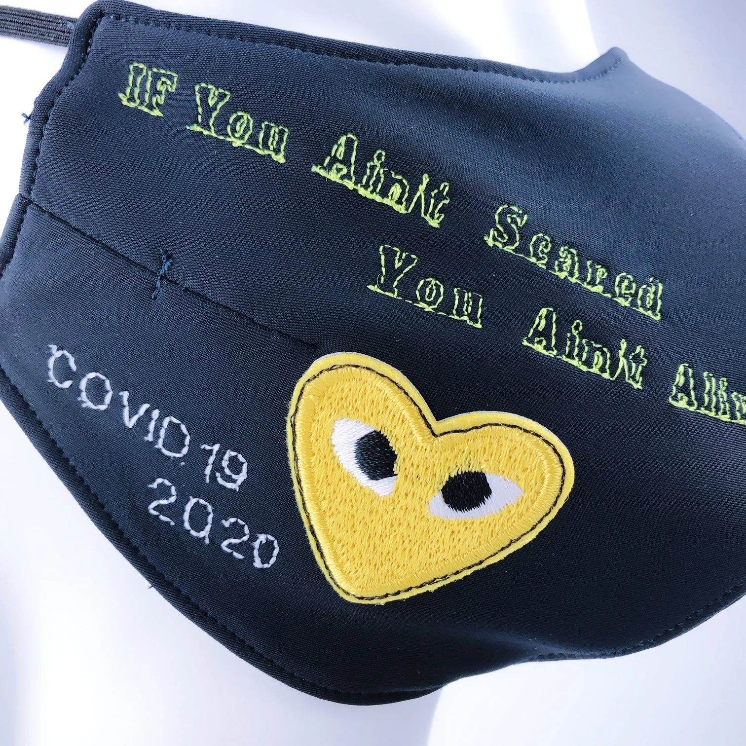 Mask 4 Protect Yellow Eyed Heart Black Face Mask