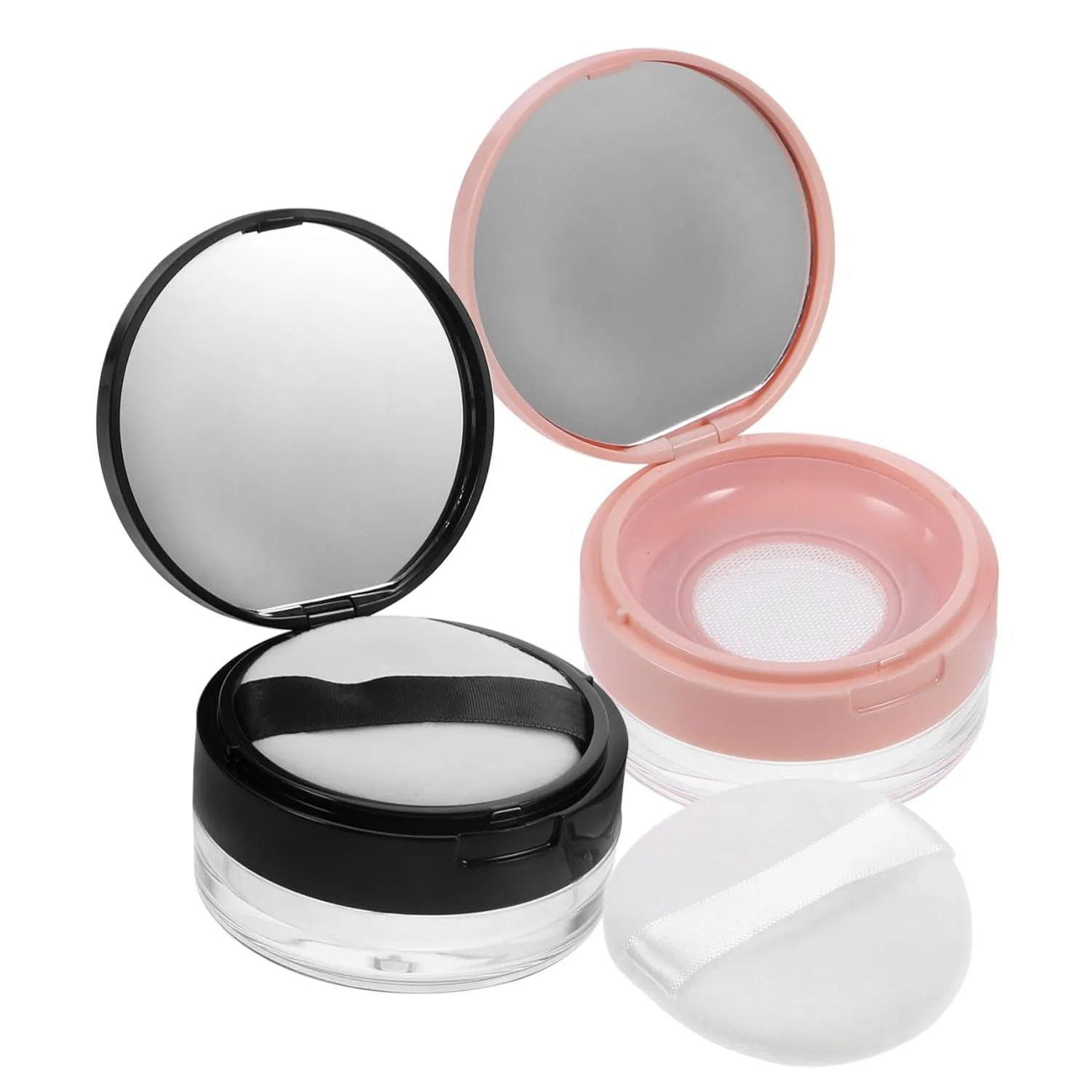MERRYHAPY 2pcs Refillable Portable Loose Powder Container Travel-friendly Makeup Boxes Mirror for for Women Special Occasions Like Christmas and Valentine Day