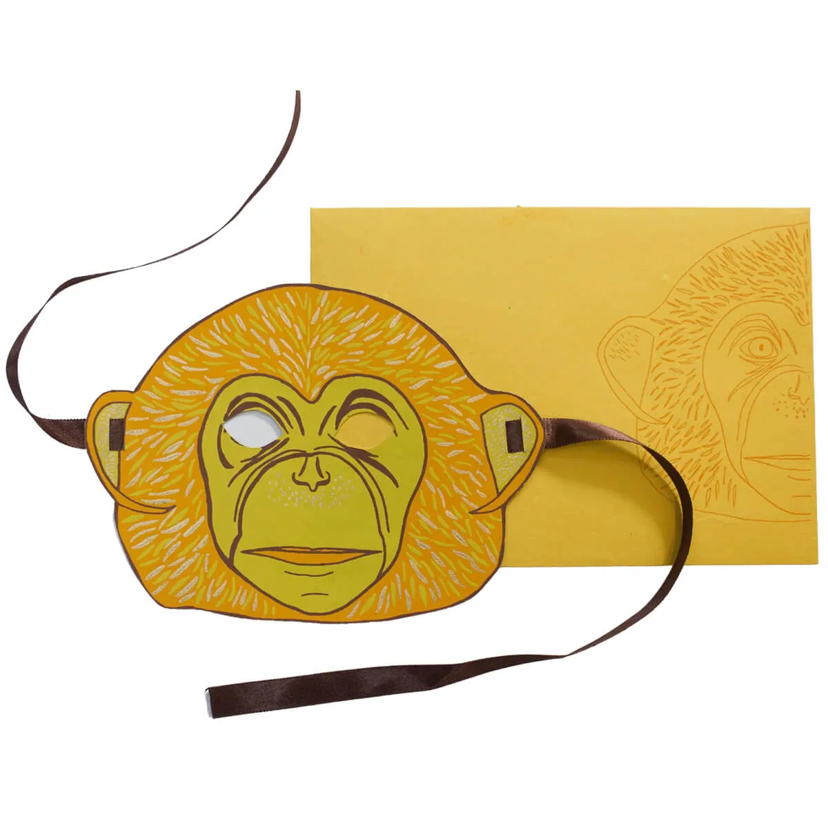 Monkey Mask Greetings Card by East End Press