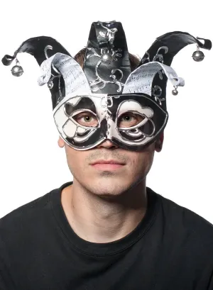 Musical Jester Masquerade Mask in Black and White