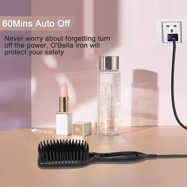 O'bella Hair Straightener Brush Hair Styler Electric Hot Comb