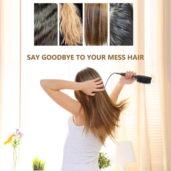 O'bella Hair Straightener Brush Hair Styler Electric Hot Comb