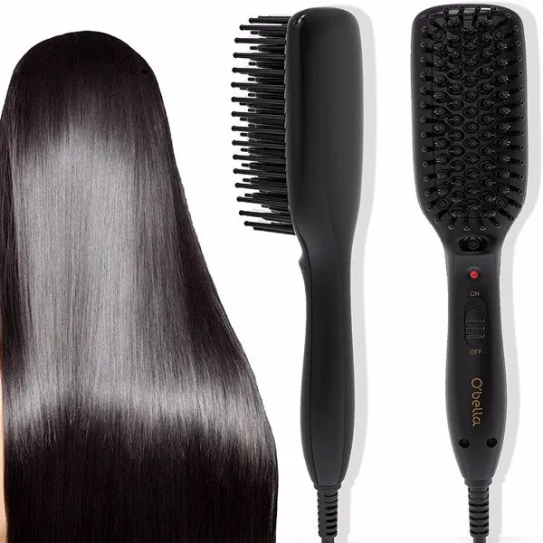 O'bella Hair Straightener Brush Hair Styler Electric Hot Comb
