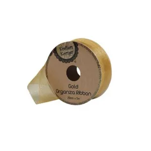 Organza Gold Ribbon - 25mm x 5m