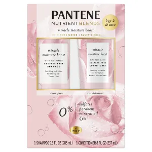 PANTENE nutrient blends miracle moisture boost with rose water sulfate free shampoo   conditioner بكج بانتين للعناية بالشعر بالازهار وزبدة الشيا
