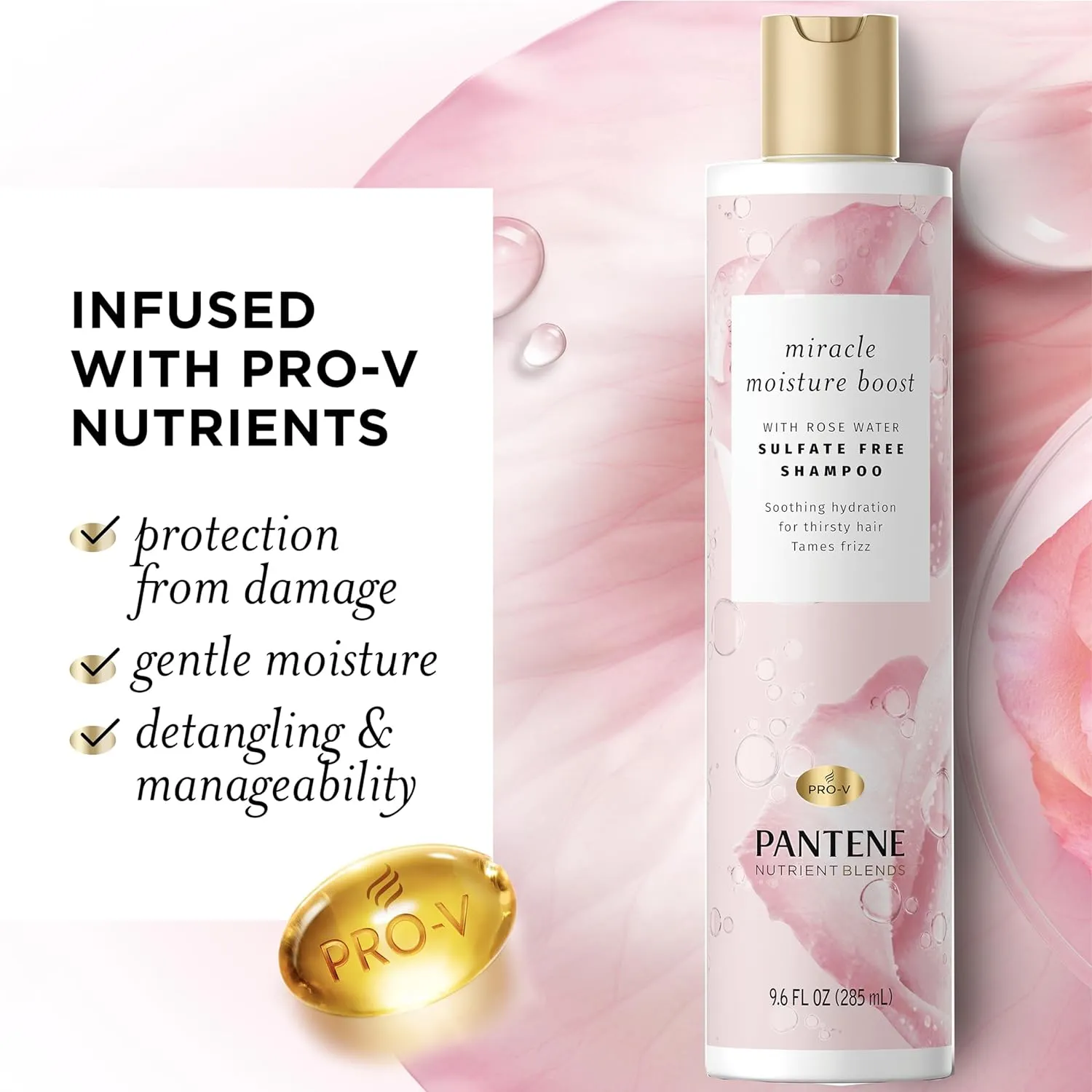 PANTENE nutrient blends miracle moisture boost with rose water sulfate free shampoo   conditioner بكج بانتين للعناية بالشعر بالازهار وزبدة الشيا