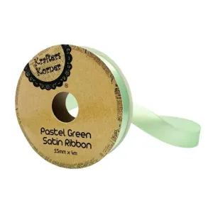 Pastel Green Satin Ribbon - 1.5cm x 400cm