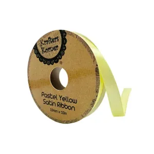 Pastel Yellow Satin Ribbon - 1cm x 10m