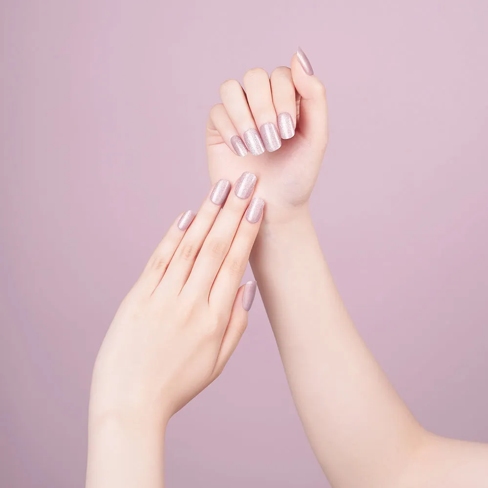 Pink Glitter Cat Eye Deluxe Semi Cured Gel Nail Strips | Dusk Rose - 3587