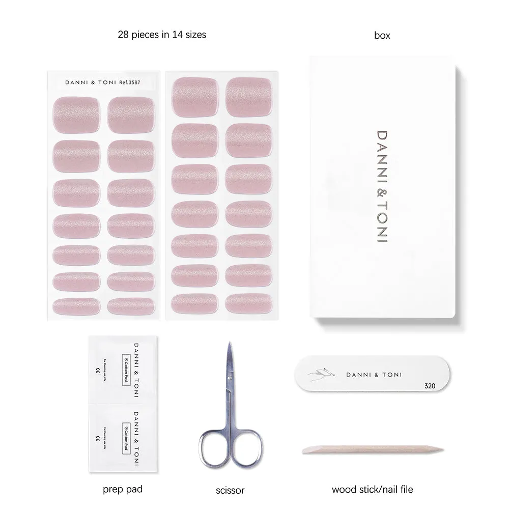 Pink Glitter Cat Eye Deluxe Semi Cured Gel Nail Strips | Dusk Rose - 3587