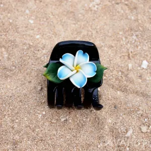 Plumeria Blue Hawaiian Flower Hair Claw